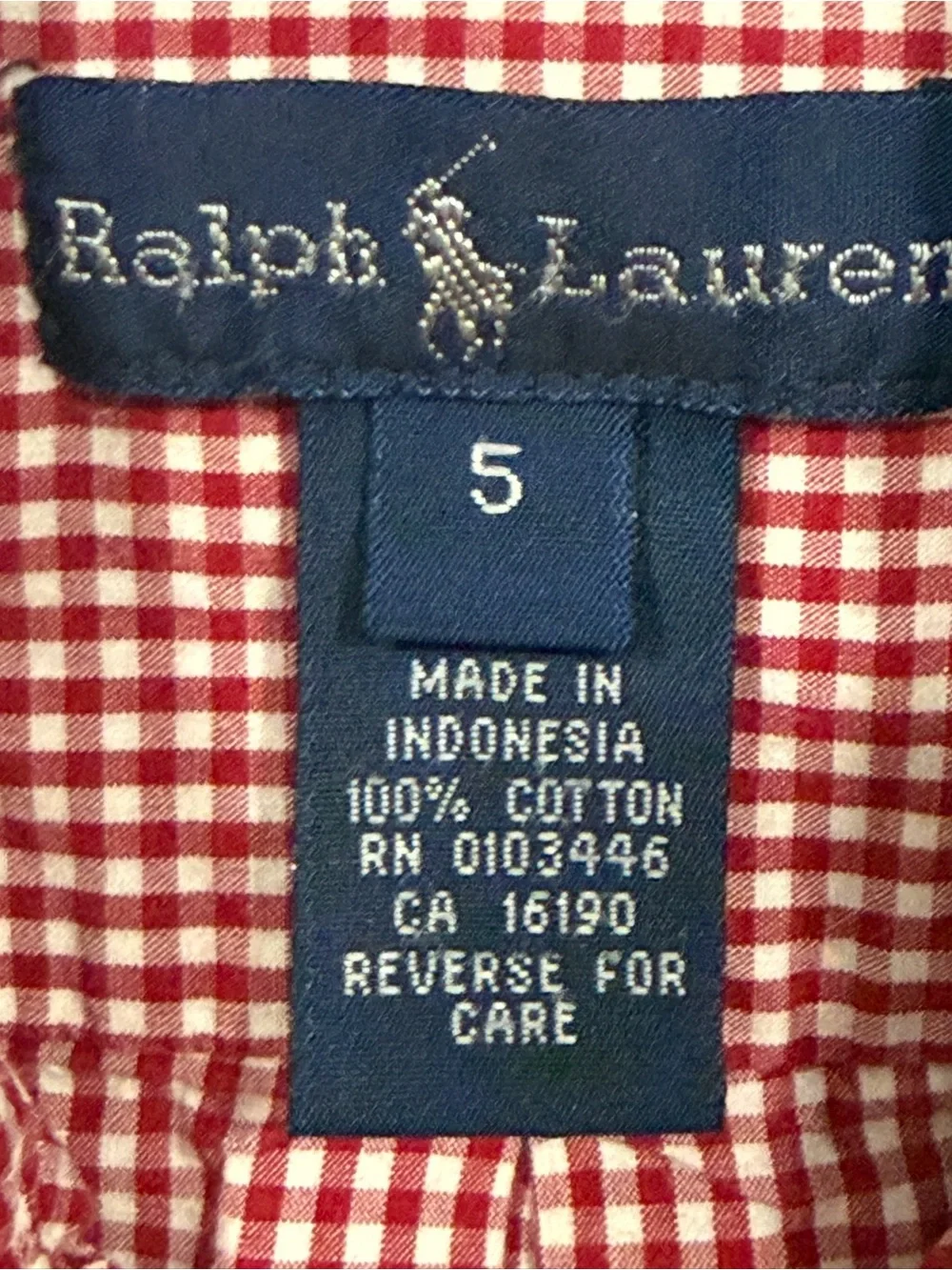 Ralph Lauren Classic Red Gingham Short-Sleeve Button-Down Shirt boys size 5